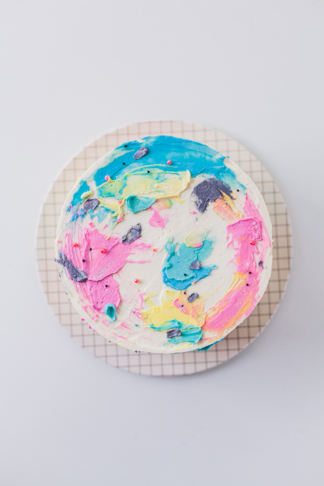 abstract painted buttercream cake