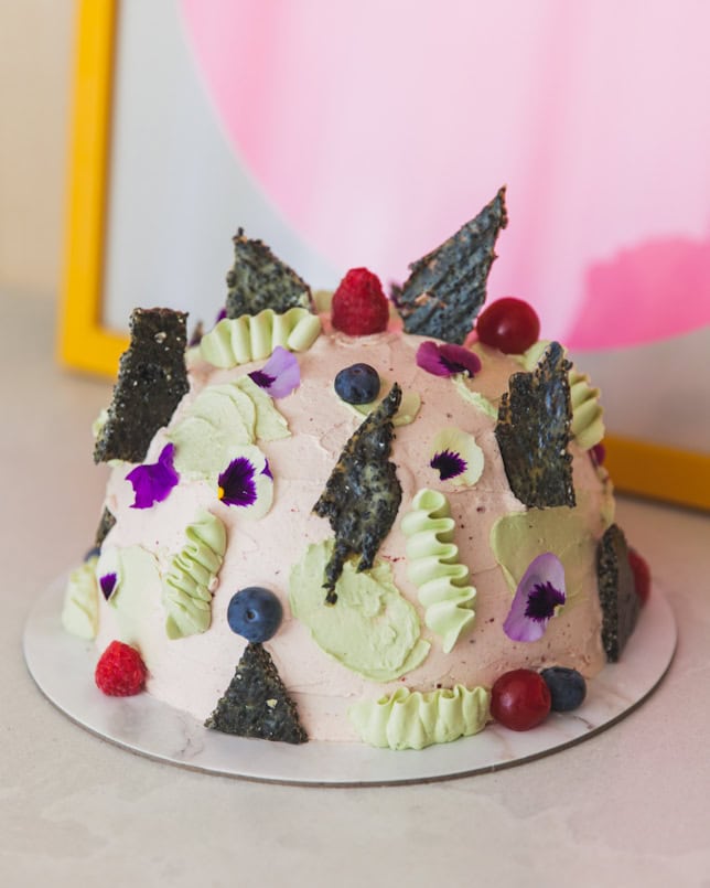 matcha raspberry dome cake cococakeland