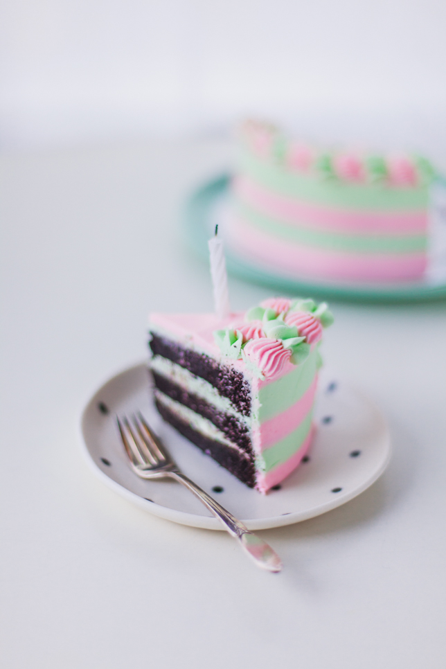 slice of striped cake