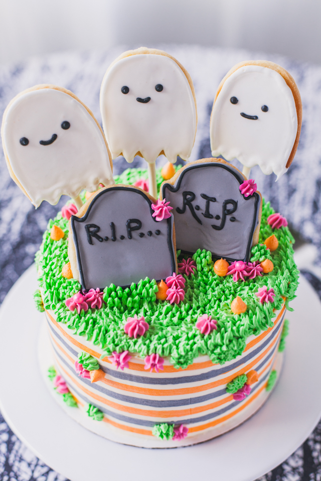 ghost graveyard cake