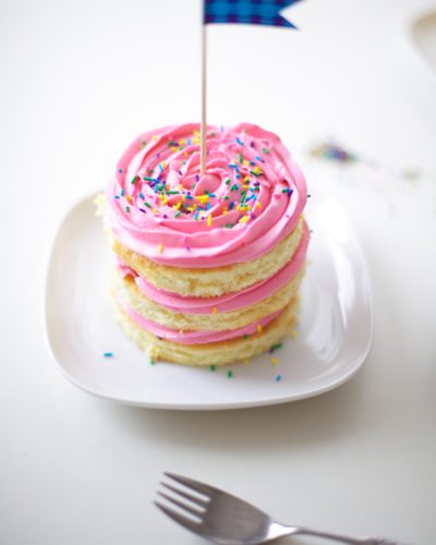 pink buttercream rosette mini cakes - coco cake land