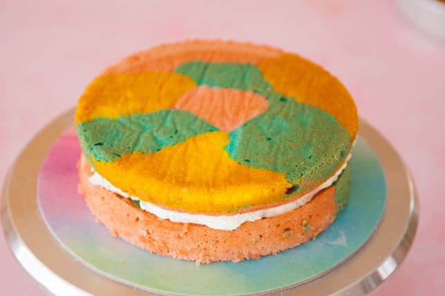 Rainbow tie dye layer cake