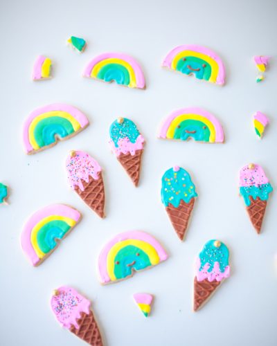 Kawaii Faced Rainbow Cookies - Coco Cake Land