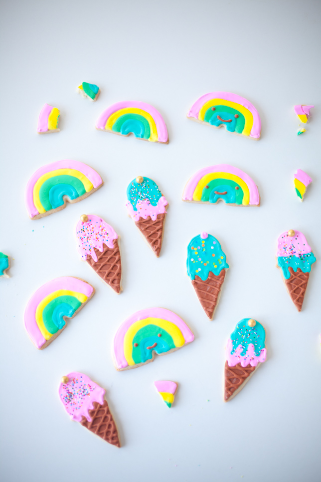 Kawaii Faced Rainbow Cookies - Coco Cake Land 