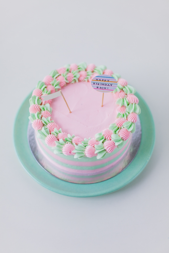 pastel striped buttercream cake