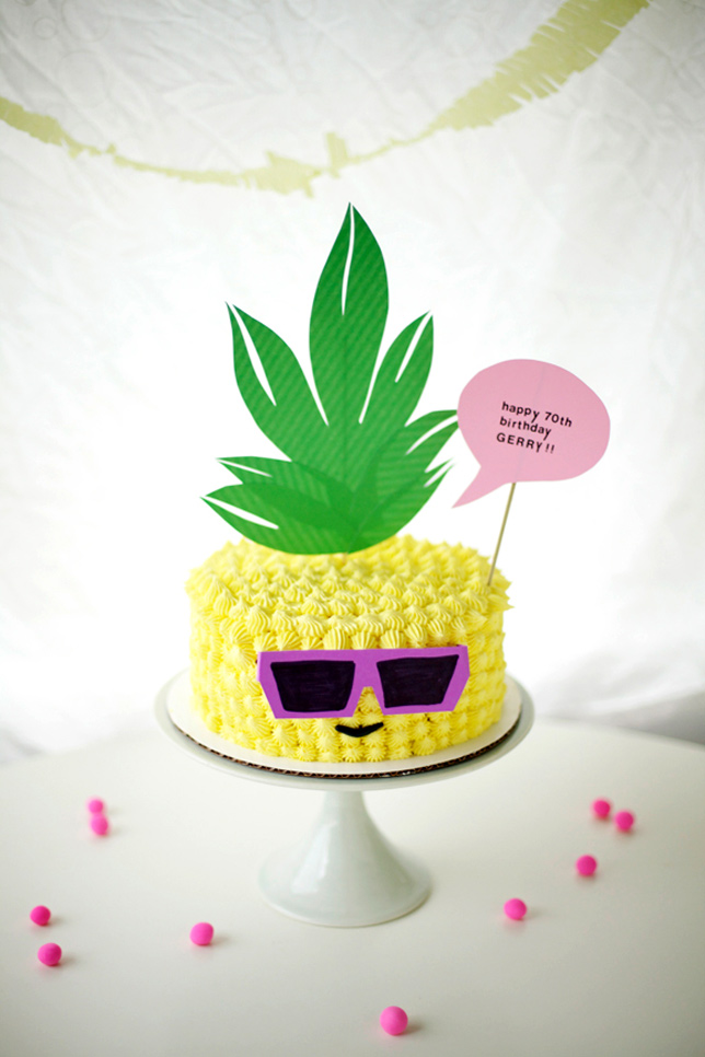 pineapple sunglasses cake