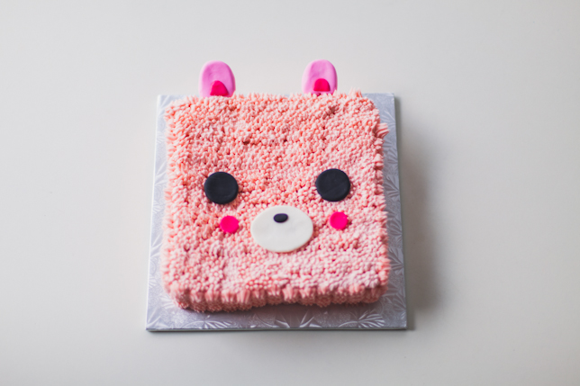 pink square bear cake by cococakeland