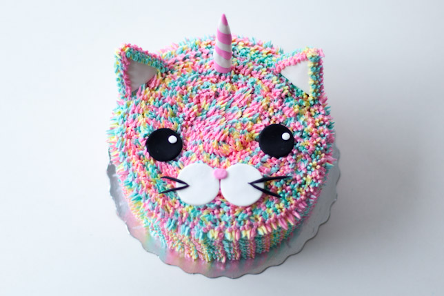 rainbow caticorn cake