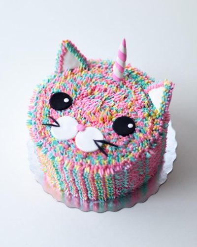 buttercream rainbow cat cake
