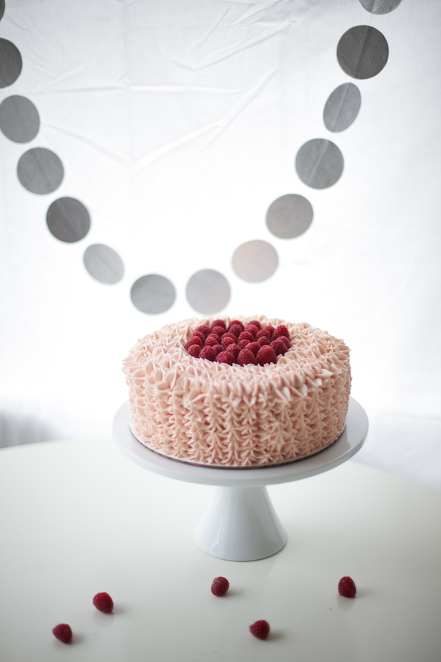 pink raspberry buttercream cake