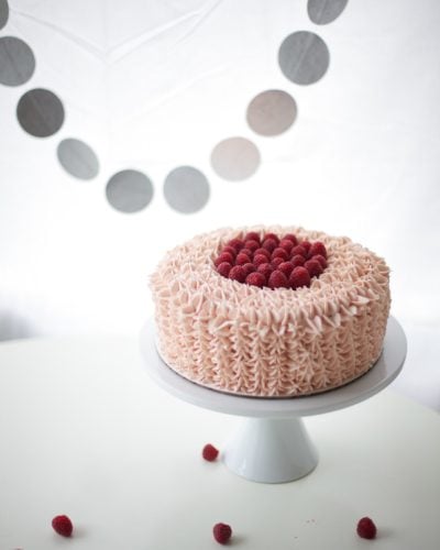 pink raspberry buttercream cake