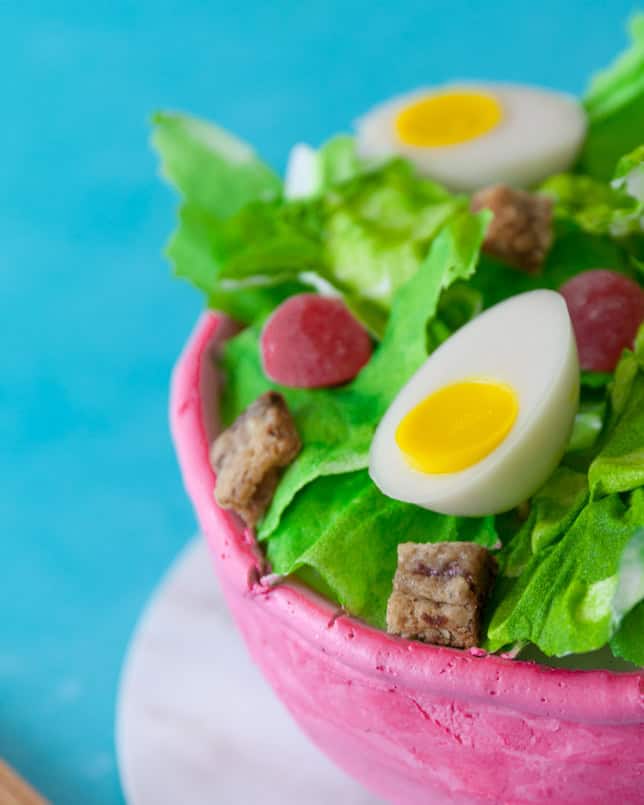 chocolate chip cookie croutons for salad cake