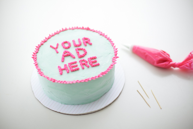 your ad here letters on a cake