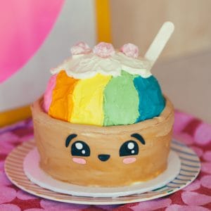 kawaii shave ice cake with rainbow buttercream