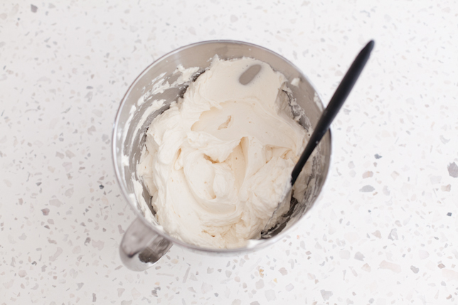 vegan swiss meringue buttercream in mixing bowl