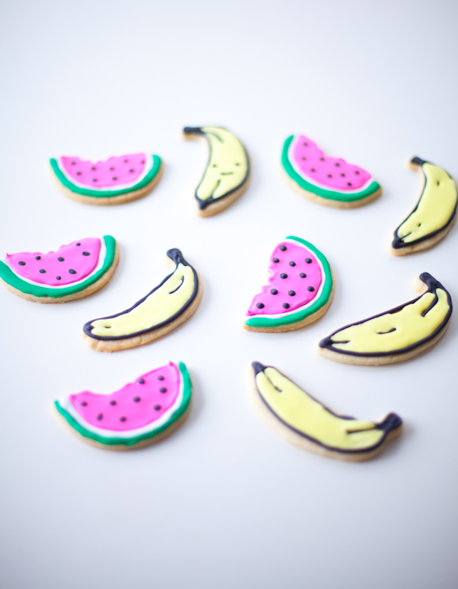 fruity cutie banana and watermelon sugar cookies - Coco Cake Land